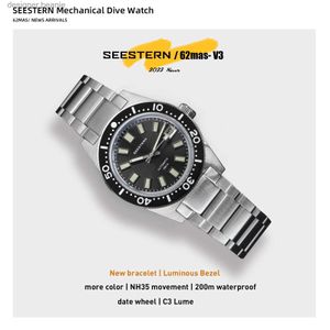 Wristwatches SEESTERN 62MAS Diving Mens Automatic Mechanical Watch Illuminated Frame Waterproof NH35 Sports Ball Glass BraceletC24325