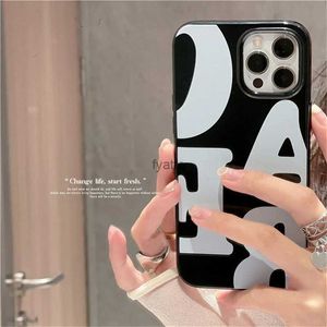 Cell Phone Cases Korean Simple Letter Art Vintage Phone Case Suitable for iPhone 14 13 11 Pro Max Mini X XR 7 8 Plus Se Cut Shockproof Soft Cover Funda H240326