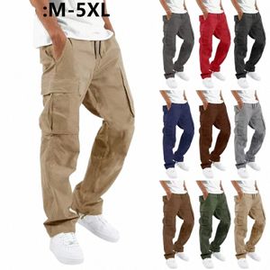 Neue 2024 Cargo Hosen Hosen für Männer Volle Länge Einfarbig Lose Multi-tasche Kordelzug Taschen Hosen Männliche Cargo hosen 5XL 635X #