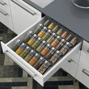 Racks Spice Drawer Organizer Acrylic Spice Rack 4 Tier Spices Organizer For Kitchen Cabinets Herb And Spice Jars Adjustable Design