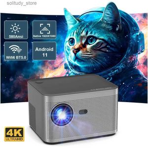 Diğer Projektör Aksesuarları Salange Hy350 Projektör Full HD 1080P 4K Android 11.0 LED Home Sciant 500ansi Elektronik Focus BT5.0 Ev Sineması Projesi Q240322