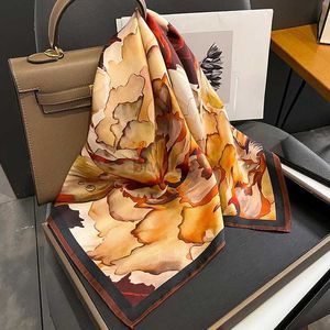 Sarongs New Square Small Headband 100% Pure Silk Scarf 2023 Womens Pashmina Founder Fashion Printing Neckband Scarf Headband 24325