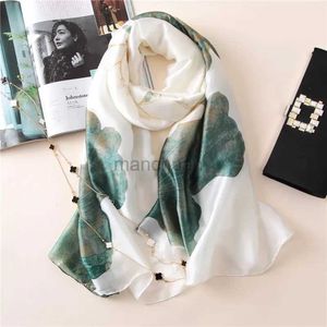 Sarongs 180 * 90cm Luxury Brand Womens Summer Silk Scarf Shawl Womens Bag Soft Womens Printed Beach Stolbandana Fountain Silencer 240325