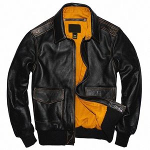 military Pilot Jackets Men Genuine Leather Jacket Air Force Flight A2 Brown Calfskin Cowhide Clothes 2023 New Spring Autumn e7y2#