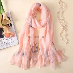 Sarongs Womens Thin Chiffon Scarf 우아한 브랜드 목선 스카프 대형 숄 오버 사이즈 벤치 여름 해변 담요 포장 커버 240325