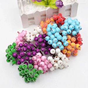 Party Decoration 40heads Artificial Fruit Glass Berries Stamen Fake Flower For Wedding Home DIY Wreath Scrapbooking Craft