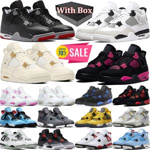 4 sapatos de basquete para homens mulheres 4s militar gato preto rosa trovão meia-noite marinho branco oreo metálico vela homens treinador tamanho 5.5-13 tênis