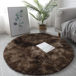 Carpets Colorful Circle Round Floor Mat Sitting Room Bathroom Carpet Decorative Cushion Plush Long Skin Fur Plain Area Rug