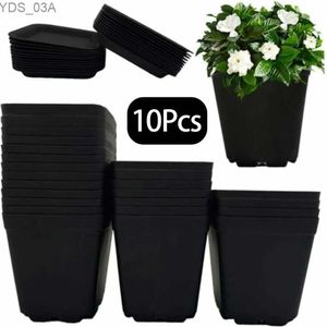 Plantadores Potes 10 Pcs Preto Multi Square Berçário Vasos de Flores Plástico Potenciômetro com Berçário Criativo Pequeno Quadrado Potes para Suculenta 240325