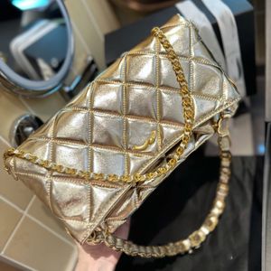 24p Hobo-Tasche, mehrere Rückenketten, Unterarmtasche, Designer-Tasche, Damen-Umhängetasche, Leder, Diamant-Plaid, Gold-Hardware, Metall, Luxus-Handtasche, faltbare Make-up-Taschen, 27 cm