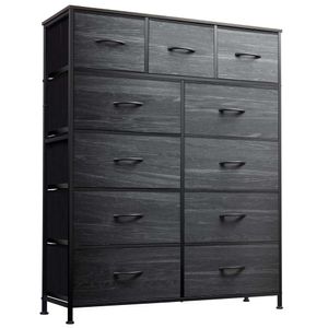 WLIVE 11-drawer Dresser, Storage Tower for Bedroom, Hallway, Closet, Tall Chest Organizer Unit with Fabric Bin, Steel Frame, Top, Easy Pull Handle, Charcoal