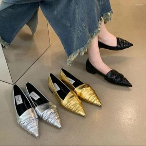 Casual Shoes Pointed Toe Women Flat Loafers 2024 Arrivals Silver Black Gold Slip On Daliy Mules Beach Fashion 35-39
