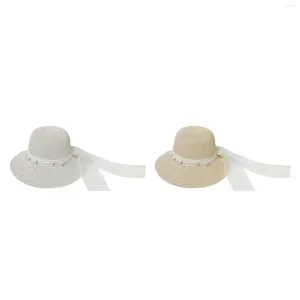 Cappelli larghi Brim Womens Straw Summer Beach Hat Fashion Sun Visor per donne traspiranti per il festival di vacanza all'aperto