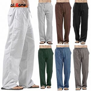 new Linen Wide Men Pants Korean Trousers Oversize Linens Streetwear Male Spring Summer Yoga Pants Casual Men Clothing Sweatpants X851#