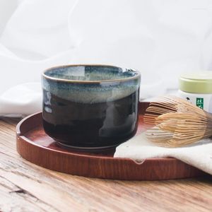 TeAware Setleri Japon Töreni Seramik Matcha Tek Kase El Yapımı Siyah Retro Çay Kupası Çömlekçilik Yeşil Chawan Set Maccha Hediyesi