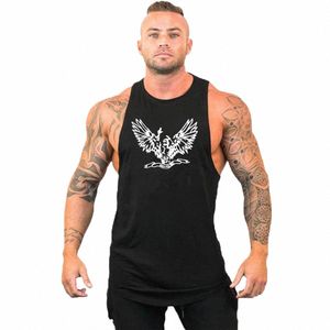 manlig ny Stringer singlet sommar casual fi tryckt undertröja väst kroppsbyggande tank tops män gym fitn ärm skjorta n9ip#