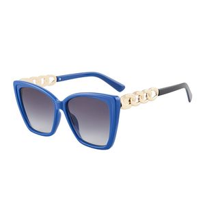 designer sunglasses women luxury sunglasses men sunglasses Personality Hip Hop Metal Chain sunglasses Fashion Polygon Big frame glasses Sunglasses m389 blue