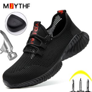 ブーツ夏の通気性ワークスニーカー男性のためのスチールつま先のつま先靴anntismash antiscuncture Safety Shoes Men Protective Footwear