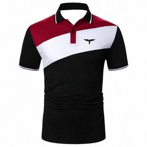 men Summer Short Sleeve Spell Color Casual Tops Polo Shirt , Men Sport Lapel Tops Polo Shirt . g5gV#