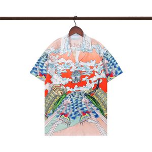 2024 Designer Fashion Hawaiian Letter Intervävd strandskjorta för män Designer Silk Bowling Shirt Casual Men's Summer Kort ärmstorlek M-3XL #052