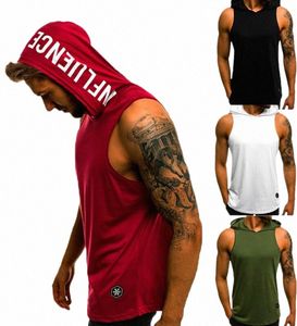 Men Cott SleeVel Hoodie Bodybuilding Workout Tank Topps Muscle Fitn Shirts Male Jackets Top W7DZ#