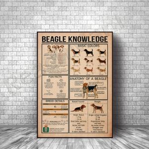 Calligraphy Beagle Knowledge Frameless Posters, Beagle Wall Art, Dog Memorial Home Decor, Dog Lover Gifts