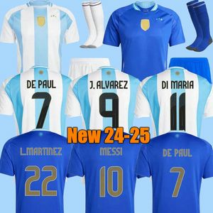 MESSIS Argentina Camisa de futebol 2024 Copa América Camisetas Kids Kit 2025 Seleção Nacional 24/25 Home Away Camisa de futebol Versão do jogador LAUTARO MARTINEZ DI MARIA