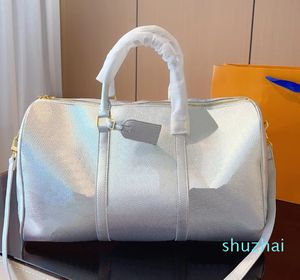2024 новая дорожная сумка для багажа, дизайнерская дорожная сумка, спортивные сумки, женские дизайнерские сумки, модный классический багаж большой вместимости, серебристого цвета