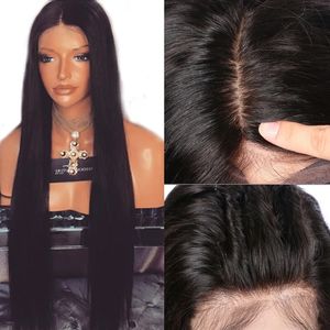 Base de seda completa do laço perucas de cabelo humano com cabelo do bebê pré arrancado em linha reta brasileiro remy peruca do laço do cabelo para mulher