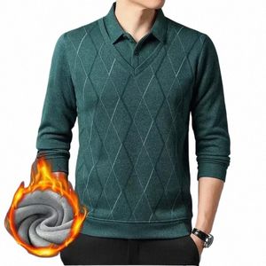 2023ブランドVeet Polo Shirt Men LG Sleeve Winter Warm Clothing Rease Fit Korean Thick Men Polo Shirt Polo Shirt Plaid Graphic Shirts e1cp＃