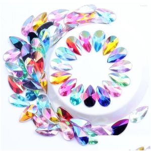 Decorazioni per nail art Forma a forma di lacrima a punta 8X1M 40 pezzi Strass acrilici con retro piatto Colla su perline artigianali Abiti in tessuto fai da te Consegna di goccia H Dhd16