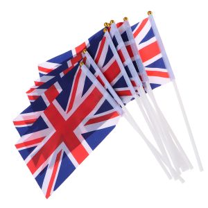 Akcesoria flagi flagi union u brytyjska mini brytyjska patyk brytyjskie dekoracje ręczne kije Jubilee Anglia Bunting Handheld Country