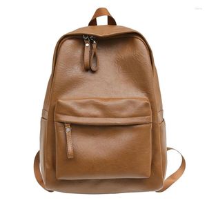 Mochila grande capacidade mochilas de couro do plutônio para mulheres sólido preto sacos de escola menina unisex simples coreia satchels moda viagem