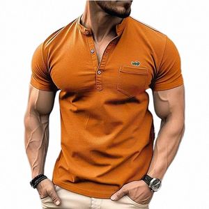 Wysokiej jakości męska koszula polo wiosna letnia henry kołnierzowa koszulka nowa design męska koszulka krótkiego rękawu Casual Street Shirt S-3xl 39S1#