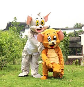 2017 Factory Direct Tom Cat i Jerry Mouse Mascot Costume Fancy Sukienka strój Chirstmas Dorosły Rozmiar Cartoon Factory DIR5006012