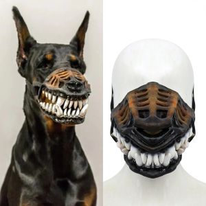 Museruole Maschera per la bocca del cane Museruole in gomma di lattice imbottite per cani di grandi dimensioni Giochi di ruolo Maschera per cani Cucciolo Halloween Cosplay Puntelli fotografici Accessori per cani