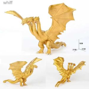Action Toy Figures Ghidorah King of 3-Head Dragon King Ghidorah PVC Golden Dragon Action Character Series Toysc24325