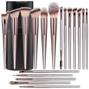 Make-up-Pinsel-Set, 18-teilig, hochwertige synthetische Grundierung, Puder, Concealer, Lidschatten, Rouge, Make-up für Frauen, mit schwarzem Etui 240314