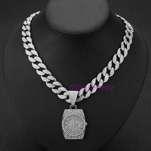 luxury mens watch women niche hip-hop punk choker full diamond pendant for versatile Cuban necklace