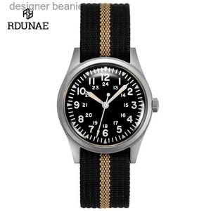 Avanadores de pulso rdunae ra03 g10 34,5mm militar retro 316l aço inoxidável k1 vidro mineral luminoso quartzo masculino pilotc24410