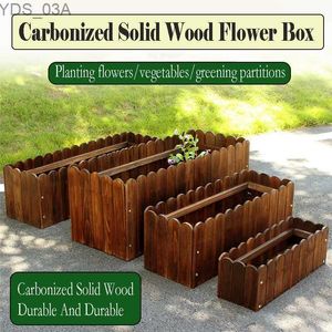 Planters Pots Anticorrosive Wooden Flower Box Outdoor Flower Groove Garden Planting Box Large Rectangular Balcony Vegetable Pot Carbonized Sol 240325