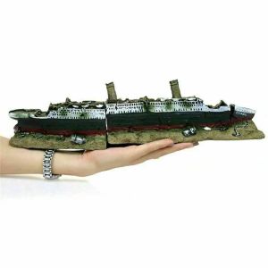 Decorações para tanque de peixes, modelo de titanic, resina, aquário, barco destruído, decoração artificial, ornamento para tanque de peixes, barco afundado