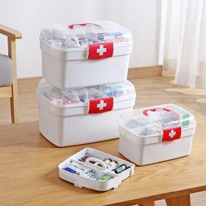 Bins Medicine Storage Box Großkapazität Medizin Organizer Storage Container Familie Erste Hilfe Brust tragbare Notfallkitbox