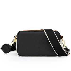 Designer Mar Snap Shot Camera Shoulder Bag Women Crossbody Handväskor Fashion Påsar Dubbel Zipper inuti Multi-Color Cross Body Strap Purse Bag 21cm