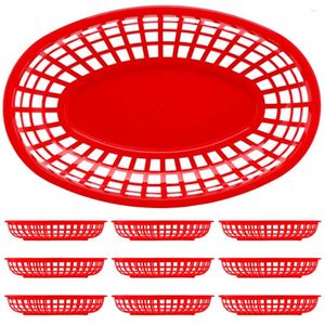 Plates 10 Pcs Chips Snack Basket Bread Container Decorative Tray Picnic Holder Plastic For Fruit Catering