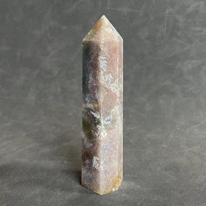 Dekorativa figurer 218G Natural Crystal Moss Agate Single Point Tower Polished Aquatic Wands Reiki Healing Exquisite Room Decor Y689