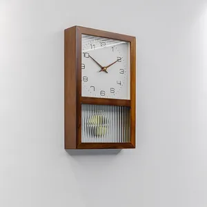 Wall Clocks Chinese Solid Wood Clock Living Room Home Hanging Modern Simple Japanese Retro Log Decorated