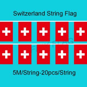 Aksesuarlar Kafnik, 5 metre 20 yüzler 14*21cm İsviçre String Flag Banner Bar, Parti Dekorasyonu/Dünya Etkinliği Karnaval Dekoru