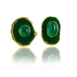 Orecchini a lobo Verde smeraldo Gioielli per donna Piercing Asimmetrico Irregolare Vintage Donna Orecchino Accessori Bigiotteria femminile