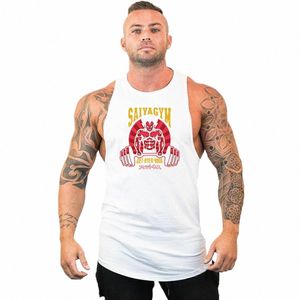 mens Bodybuilding Tank top Gyms Fitn sleevel shirt 2023 New Anime Male Cott clothing Fi Singlet vest Undershirt a0XP#